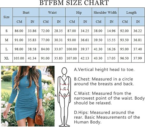 فساتين BTFBM للسيدات أنيقة مكشكشة وأكمام طويلة ملفوفة من الأمام بلون سادة كاجوال أساسية in Kuwait