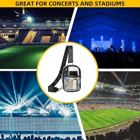 Yaopeing Clear Sling Bag, See Through Fashion Fanny Pack for Women Men,Transparent Crossbody Bags Stadium Approved,Clear Purses for with Adjustable Strap for Concert (Black with Black Strap) in Kuwait