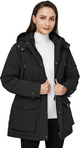WenVen Women's Waterproof Winter Coats Warm Thicken Puffer Jackets with Detachable Hood in Kuwait