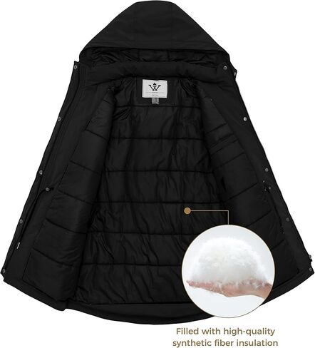 WenVen Women's Waterproof Winter Coats Warm Thicken Puffer Jackets with Detachable Hood in Kuwait
