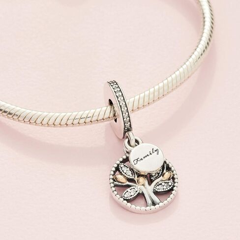 PANDORA Jewelry Sparkling Family Tree Dangle Cubic Zirconia Charm in Sterling Silver and 14K Yellow Gold, With Gift Box in Saudi Arabia