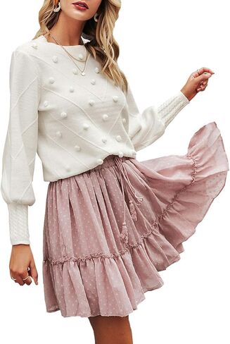 Miessial Women's Fall Floral Crewneck Knit Sweater Long Sleeve Casual Y2K Vintage Chunky Pullover Sweater Tops Trendy in Kuwait