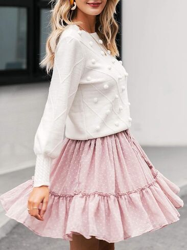 Miessial Women's Fall Floral Crewneck Knit Sweater Long Sleeve Casual Y2K Vintage Chunky Pullover Sweater Tops Trendy in Kuwait