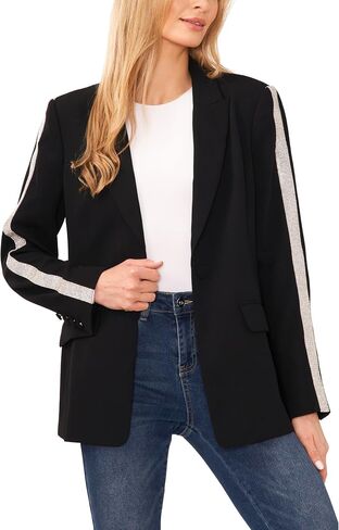 CeCe Rhinestone Trim Blazer Rich Black LG in Saudi Arabia