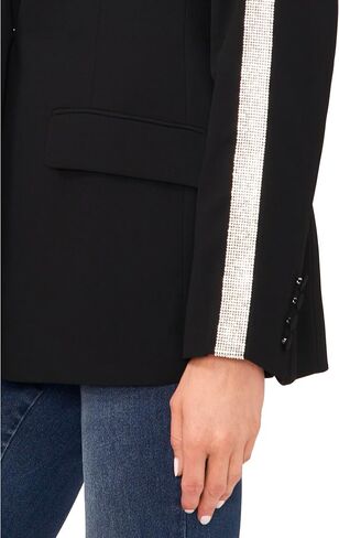 CeCe Rhinestone Trim Blazer Rich Black LG in Saudi Arabia