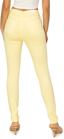 KHAKI & BLUE بنطال جينز Cali1850 النسائي الضيق المصبوغ للملابس اليومية - بنطال كاجوال ناعم وقابل للتمدد مرتفع الارتفاع ومريح in Kuwait