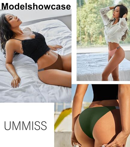 UMMISS ملابس داخلية بيكيني للنساء صفيق 10 حزمة مريحة مثير محب سراويل عالية قطع سلسلة سلس تنفس ملخصات in Kuwait