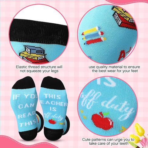 Sintuff 5 Pairs Novelty Teacher Socks Graduation Appreciation Gifts If You Can Read This Teacher Is off Duty Socks Thank You Graduation Gift Socks for Birthday Graduation Party in Saudi Arabia