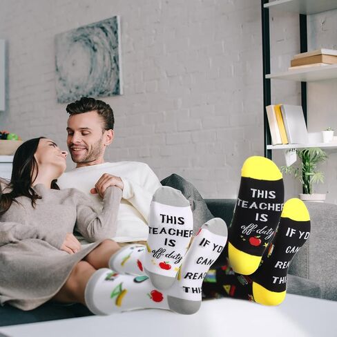 Sintuff 5 Pairs Novelty Teacher Socks Graduation Appreciation Gifts If You Can Read This Teacher Is off Duty Socks Thank You Graduation Gift Socks for Birthday Graduation Party in Saudi Arabia