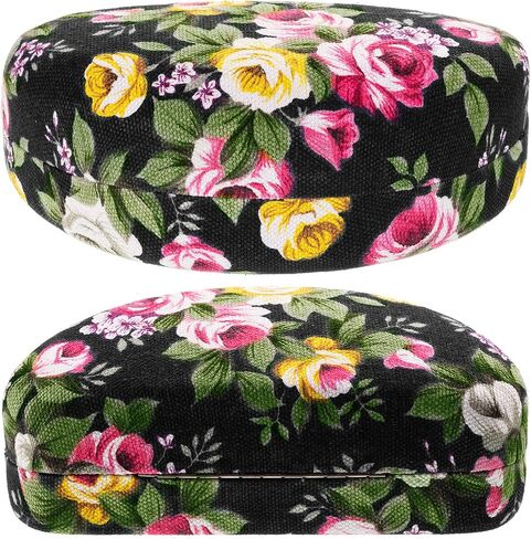 2 Pieces Oversized Hard Shell Sunglasses Case Spectacle Case Box Portable Hard Eyeglass Case Fabrics Floral Eyeglass Case with Clean Cloth in Saudi Arabia