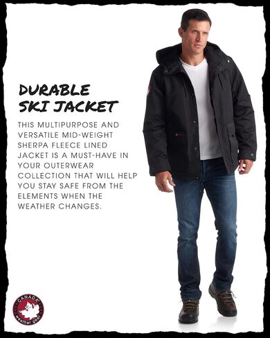 معطف الشتاء الرجالي من CANADA WEATHER GEAR - سترة باركا مبطنة بصوف الشيربا ثقيلة الوزن ومقاومة للطقس (M-XXL) in Saudi Arabia