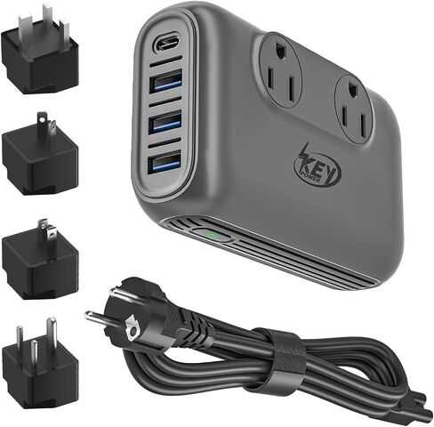 محول جهد 230 وات من 220 فولت إلى 110 فولت ومحول سفر دولي/محول طاقة مع منفذ USB C 18 وات - [يستخدم لأجهزة الولايات المتحدة الأمريكية في الخارج في أوروبا وأستراليا والمملكة المتحدة وأيرلندا والمزيد] in Kuwait