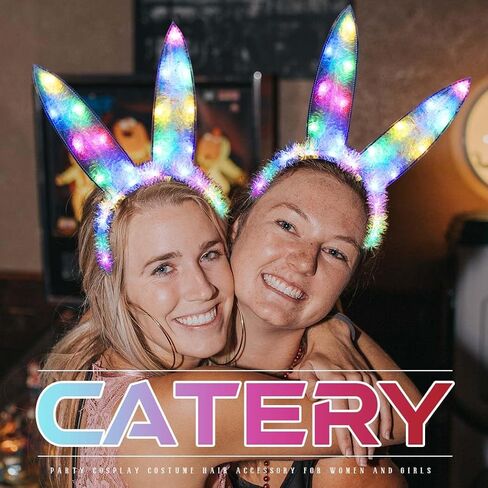 عصابات رأس على شكل آذان قطة لطيفة من Catery، عصابة رأس من القطيفة باللون الأسود على شكل أرنب، أغطية رأس للنساء، إكسسوارات شعر للحفلات للنوادي الليلية، وحفلات تنكرية للهالوين، وعيد الميلاد in Kuwait