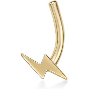 Lavari Jewelers 20 Gauge Curved Screw Nose Ring in 14k Yellow Gold Unisex Stud Nose Ring Hypoallergenic Nostril Piercing Jewelry 20G Body Piercing