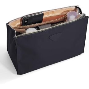 Vercord Nylon Purse Organizer Insert for Hangbags Comestic Storage Toiletry Kit Bag in Bag with Zipper Pocket Black S