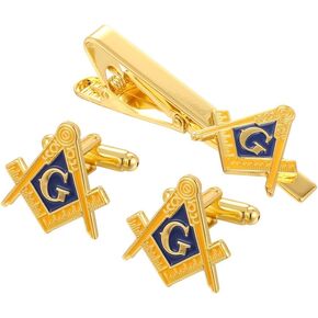 Gudeke Masonic Compasses Freemason Mason Pin and Cuff links and Tie Clip Set in Kuwait