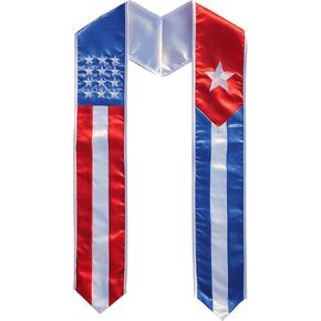 Del Mex Cuba Cuban/American Combo Graduation Flag Stole Sash Scarf Cuban USA