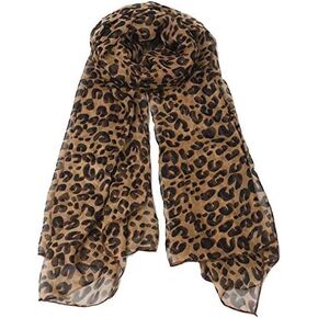 Long Rectangle Sheer Chiffon Black Tan Brown Leopard Cheetah Animal Print Scarf Women's Scarves Hijab Shawl Pashmina Headband Bandana 19" in wide x 57" in long in Saudi Arabia