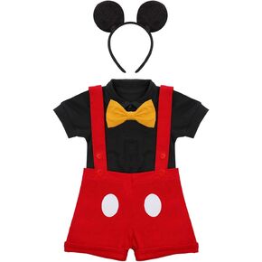 IMEKIS Toddler Baby Boys Red Outfit Bowtie Romper Overalls Shorts 1st Birthday Cake Smash Photo Shoot Clothes in Saudi Arabia