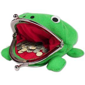 محفظة عملات ضفدع قطيفة خضراء لطيفة، محافظ عملات ضفدع، حقيبة نقود ضفدع مع سحاب لسماعة الرأس وحامل بطاقة الائتمان وهدية لعبة جديدة in Kuwait