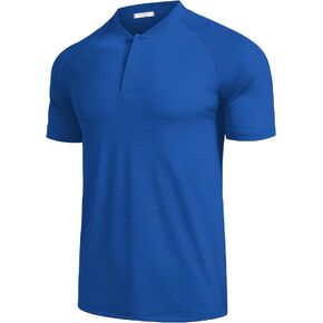COOFANDY Men's Quick Dry Golf Polo Shirts Short Sleeve Henley Shirt Active Athletic Collarless Sports T Shirts