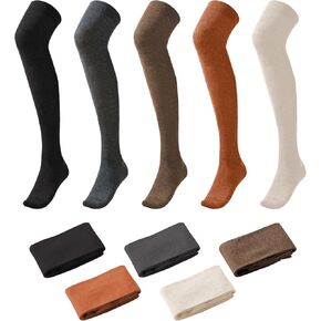 5 أزواج من الجوارب الطويلة للركبة للنساء فوق الركبة والفخذ للفتيات، جوارب طويلة لتدفئة الساق، كاجوال للارتداء اليومي، كوسبلاي in Kuwait
