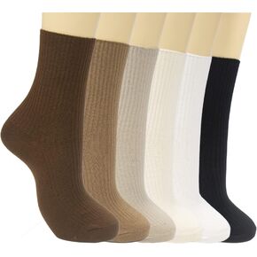 KLCM Pretty Crew Casual Athletic Stretchy Socks for Girls and Students, Aesthetic Neutral Comfy Basic Cotton Socks for Women