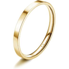 Diamday 1-6mm 14K الذهب شغل خواتم للنساء الفتيات عالية البولندية الذهب خواتم الخطبة خاتم الزفاف للنساء الرجال الذهب تكويم الفرقة الإبهام مؤشر البنصر الراحة حجم 5-10 in Kuwait