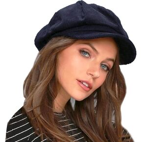 Corduroy Hat Newsboy Vintage Solid Painters Hat (Black)