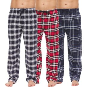 Pajama Pants for Men - 3 Pack Pajama Bottoms - Cotton Blend Flannel Plaid Lounge Pants, Comfortable PJ Pants