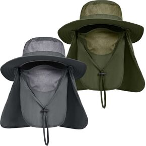 IYEBRAO Mens Outdoor Sun Hat with Face Neck Flap UV Protection Wide Brim Fishing Hat for Hiking Safari Gardening UPF 50+ in Saudi Arabia