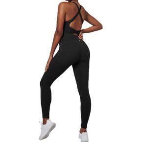 Ewedoos Jumpsuits for Women Tummy Control Adjustable Straps Workout One Piece Jumpsuit Yoga Unitard Bodysuit Pilates