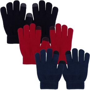 Evridwear Baby Toddler Stretch Mittens,3 Pairs Knitted Winter Warm Infant Kids Gloves for Little Girls and Boys