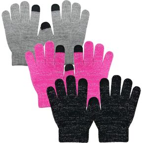 Evridwear Baby Toddler Stretch Mittens,3 Pairs Knitted Winter Warm Infant Kids Gloves for Little Girls and Boys