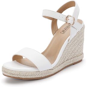 IDIFU Espadrille منصة إسفين الصنادل للنساء متأنق الصيف السببية الزفاف الكاحل حزام مفتوح اصبع القدم حذاء بكعب عريض الصنادل in Kuwait