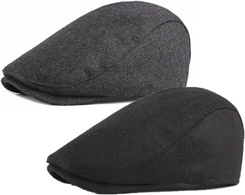 ALL IN ONE CART 2 Pack Men's Warm Wool Tweed Blend Newsboy Flat Cap Ivy Cabbie Driving Winter Hat in Saudi Arabia