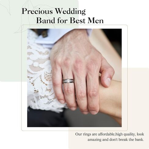 King Will Tungsten Carbide Wedding Band for Men - 8mm Black Plated High Polished Cubic Zircon Stones Comfort Fit Mens Ring for Wedding,Engagement and Anniversary in Kuwait
