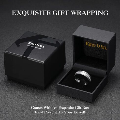 King Will Tungsten Carbide Wedding Band for Men - 8mm Black Plated High Polished Cubic Zircon Stones Comfort Fit Mens Ring for Wedding,Engagement and Anniversary in Kuwait