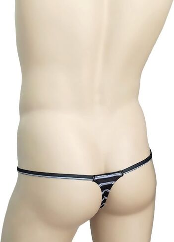 Faringoto Men's Ice Silk Striped Thong Low Waist U Convex Bikini Underwear in Saudi Arabia