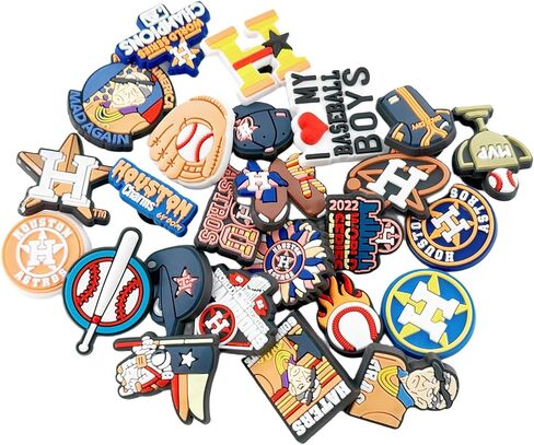 25 قطعة من إكسسوارات أحذية البيسبول الرياضية المختلفة لتزيين الأحذية للبنات والأولاد، صنادل ساحرة لهدايا الحفلات باللون الأزرق in Kuwait