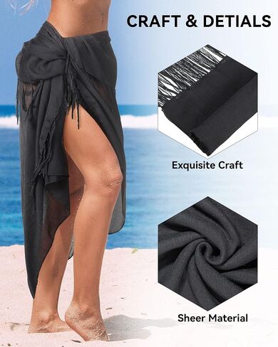 Hercicy 6 Pieces Sarong Cover Ups for Women Sarong Bathing Suit Bulk Sarongs Swimwear Cover up Skirt Sarong Swimsuits for Women Girls Multicolor in Saudi Arabia