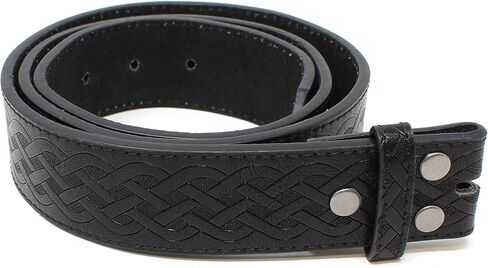 BC Belts Leather Belt Strap with Embossed Celtic Knot Weave Pattern 1.5" Wide with Snaps in Kuwait
