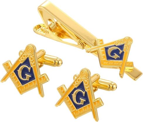 Gudeke Masonic Compasses Freemason Mason Pin and Cuff links and Tie Clip Set in Saudi Arabia