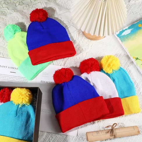 Shinymoon 8 Pcs Pom Beanie Hat Men Women Cuff Knit Winter Pom Hat Warm Skull Cap for Halloween Christmas Cosplay Headwear, 4 Styles in Saudi Arabia