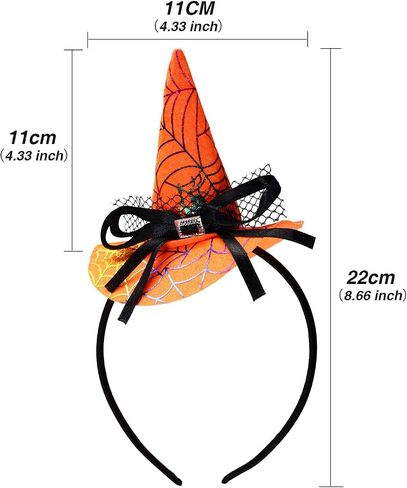 Blulu 8 Pieces Halloween Headband Witch Spider Web Pumpkin Hat Headbands for Halloween Costume Party Accessories, 3 Styles in Saudi Arabia