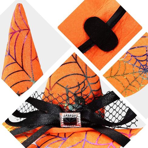 Blulu 8 Pieces Halloween Headband Witch Spider Web Pumpkin Hat Headbands for Halloween Costume Party Accessories, 3 Styles in Saudi Arabia