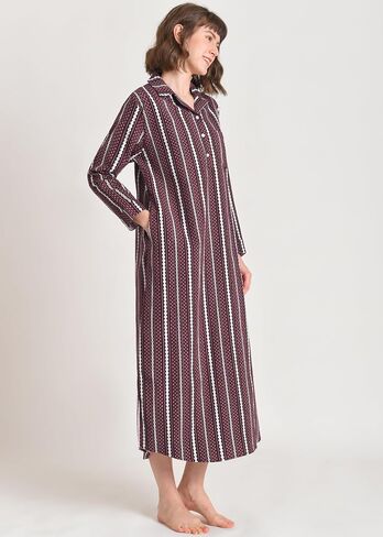 Latuza Women's Flannel Nightgown with Pockets Long Sleeves Full Length in Kuwait