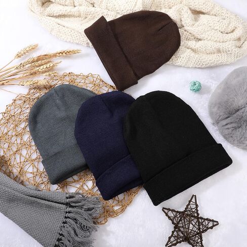 48 Pieces Winter Beanies Bulk, Solid Color Beanies, Knitted Beanie Hat, Warm Cozy Cuffed Skull Caps for Adults Men Women in Saudi Arabia