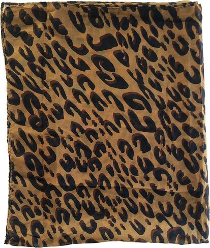 Long Rectangle Sheer Chiffon Black Tan Brown Leopard Cheetah Animal Print Scarf Women's Scarves Hijab Shawl Pashmina Headband Bandana 19" in wide x 57" in long in Saudi Arabia