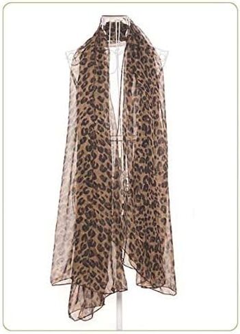 Long Rectangle Sheer Chiffon Black Tan Brown Leopard Cheetah Animal Print Scarf Women's Scarves Hijab Shawl Pashmina Headband Bandana 19" in wide x 57" in long in Saudi Arabia